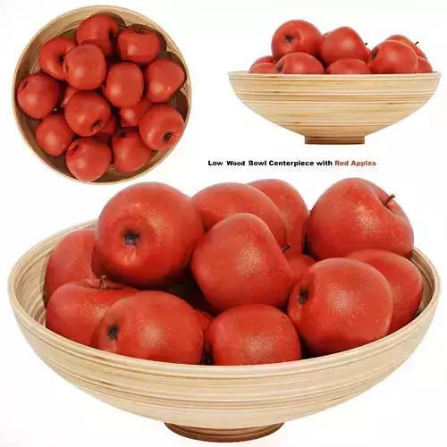 Low Wood Bowl Centerpiece with Red Apples