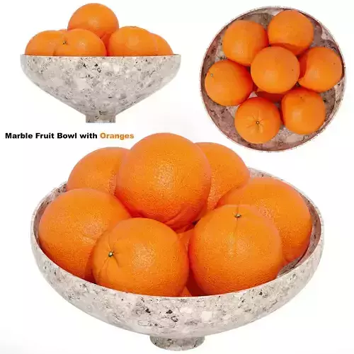 Marble Fruit Bowl with Oranges