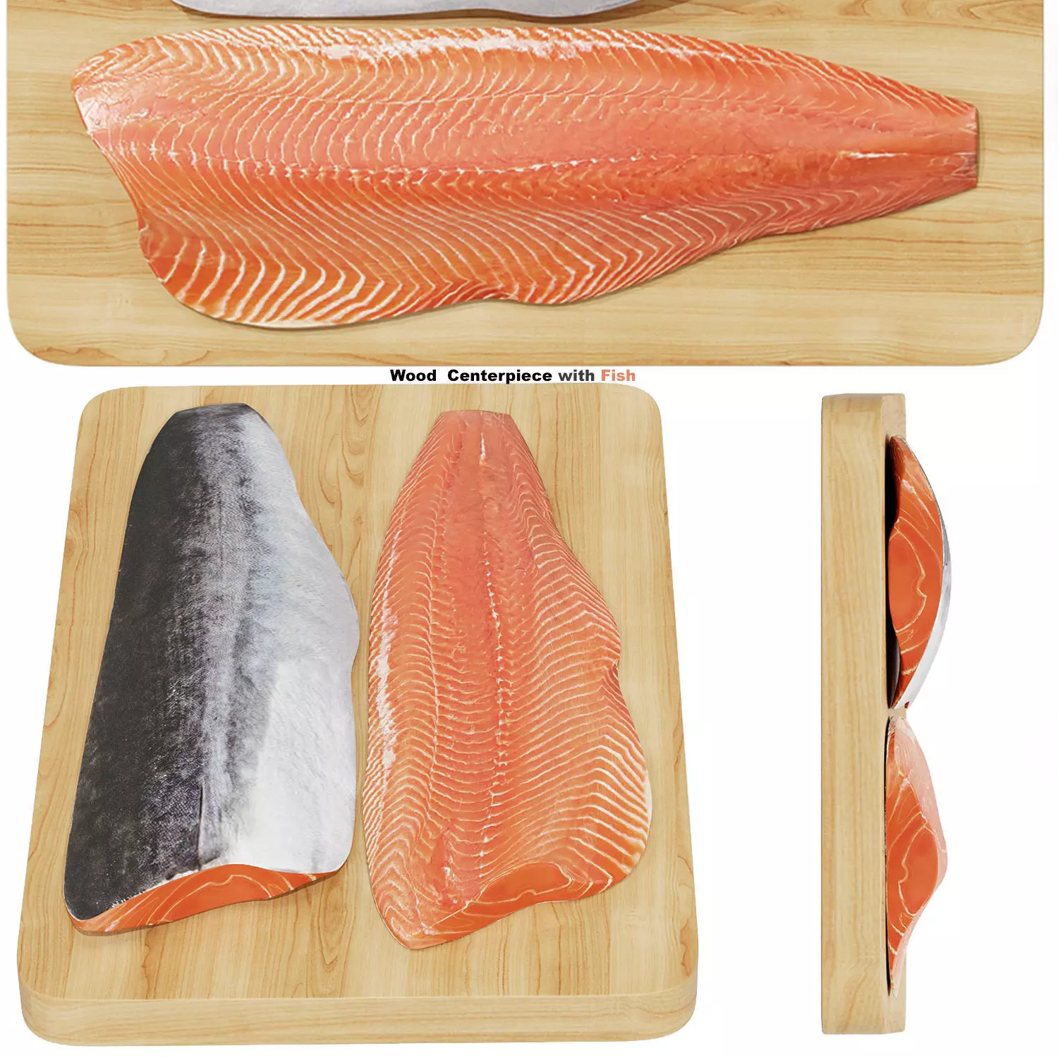 Wood Centerpiece with Fish 3D model