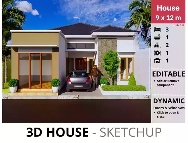 House 9x12m code 512 - Sketchup 3D model 3D model