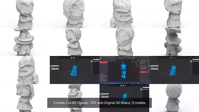 5 Inside Out 3D Figures - STL and Original 3D Scans 3D Model Collection