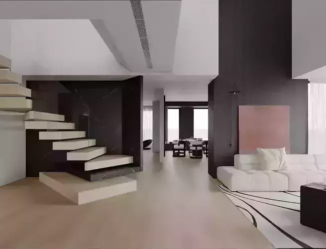 Dual-purpose living room and dining room 3D model