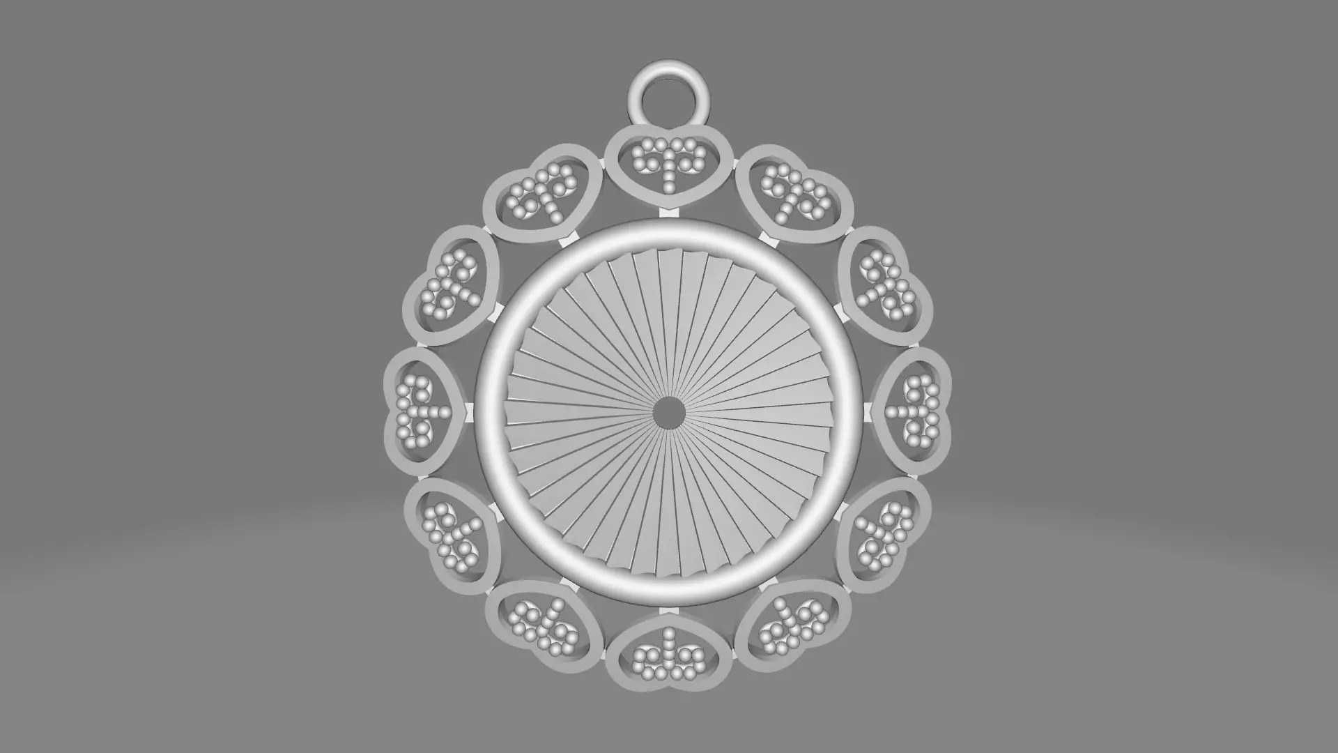 Heart Frame Pendant 3D Model Circle Locket Romantic Jewelry 3D print model_6