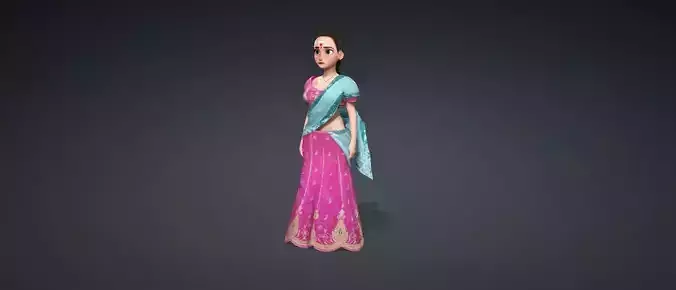 Indian Woman 3D Cartoon Character