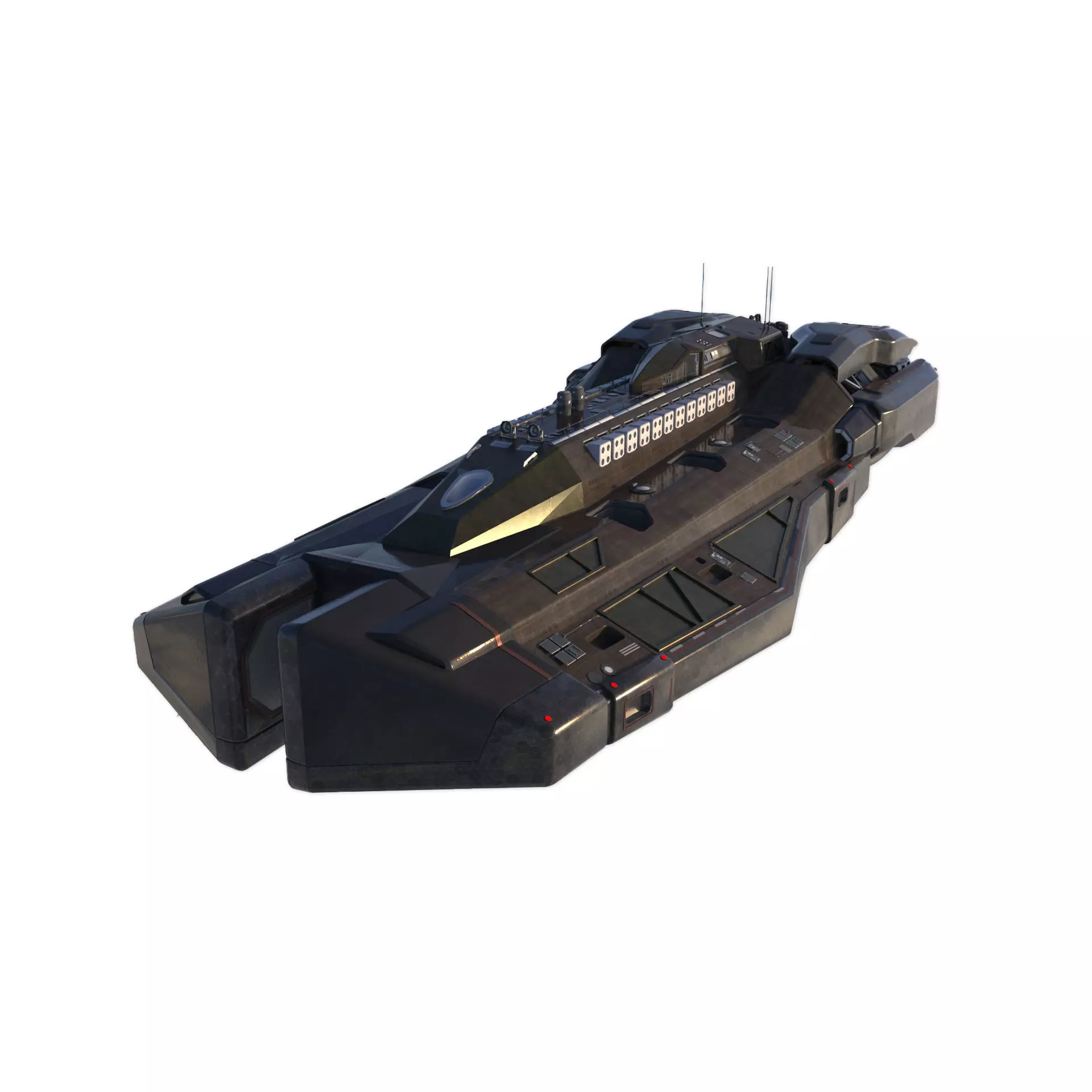 Sci-Fi Spaceship Missile Boat - Low Poly PBR 3D Model Low-poly 3D model_0