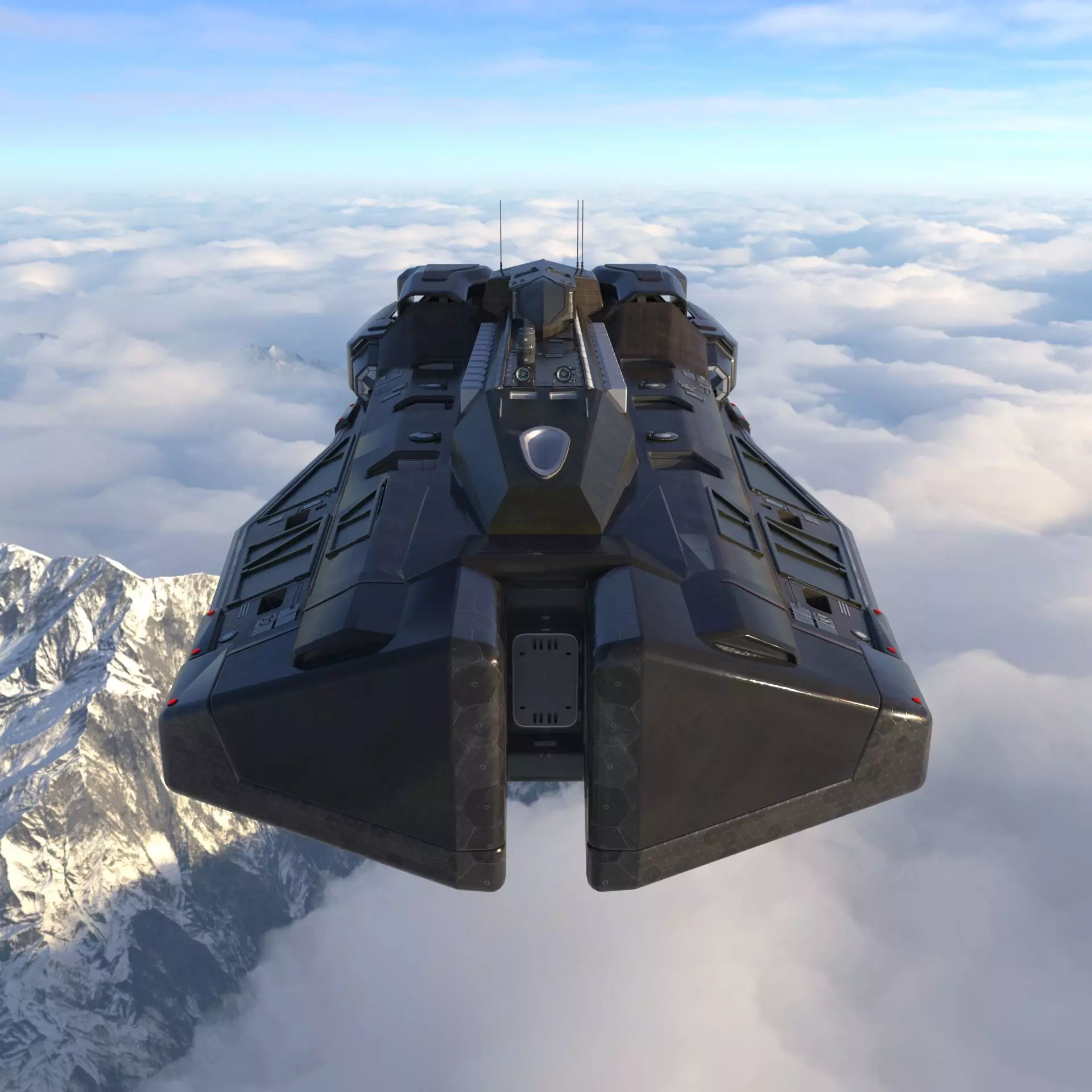 Sci-Fi Spaceship Missile Boat - Low Poly PBR 3D Model Low-poly 3D model_2