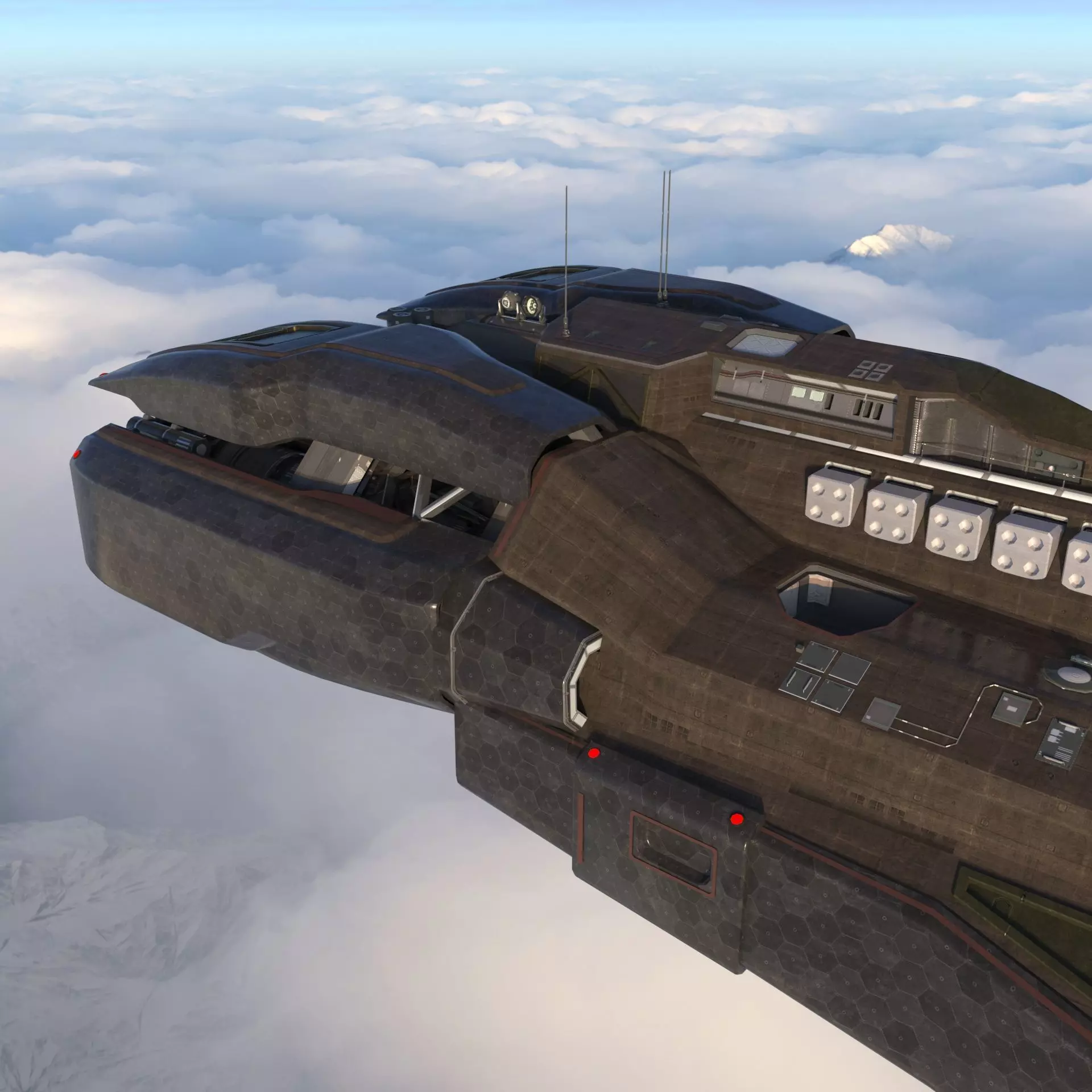 Sci-Fi Spaceship Missile Boat - Low Poly PBR 3D Model Low-poly 3D model_6