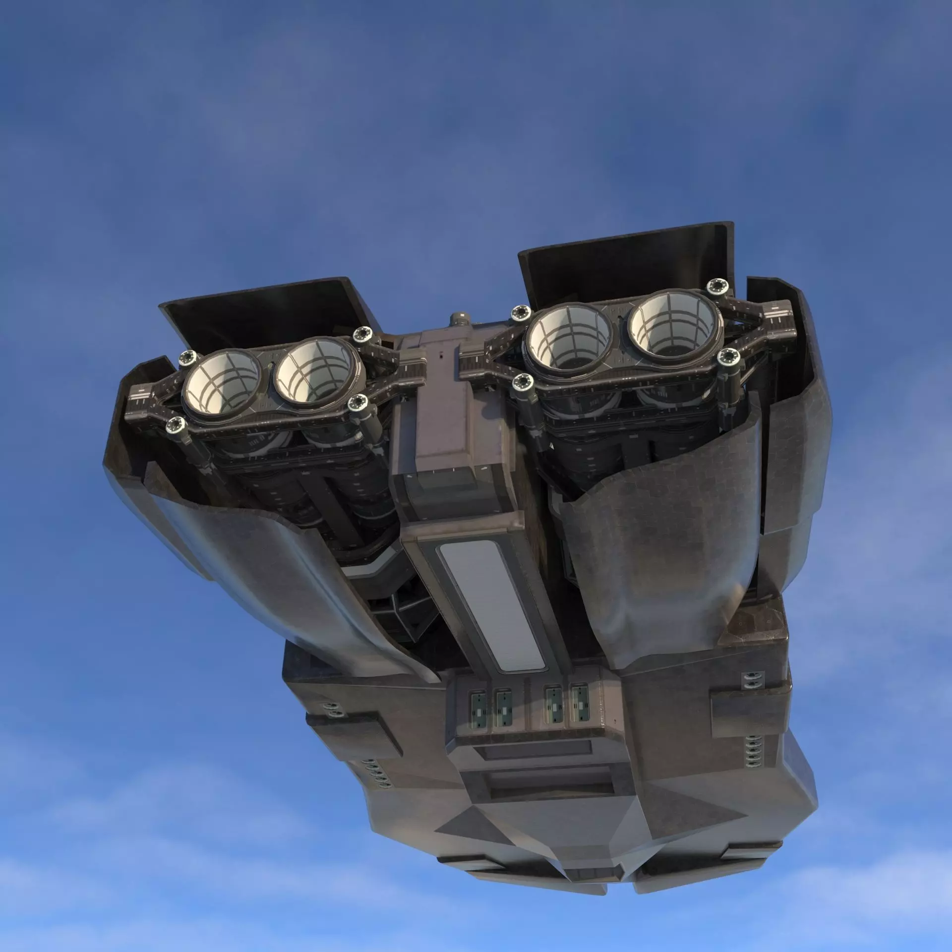 Sci-Fi Spaceship Missile Boat - Low Poly PBR 3D Model Low-poly 3D model_9