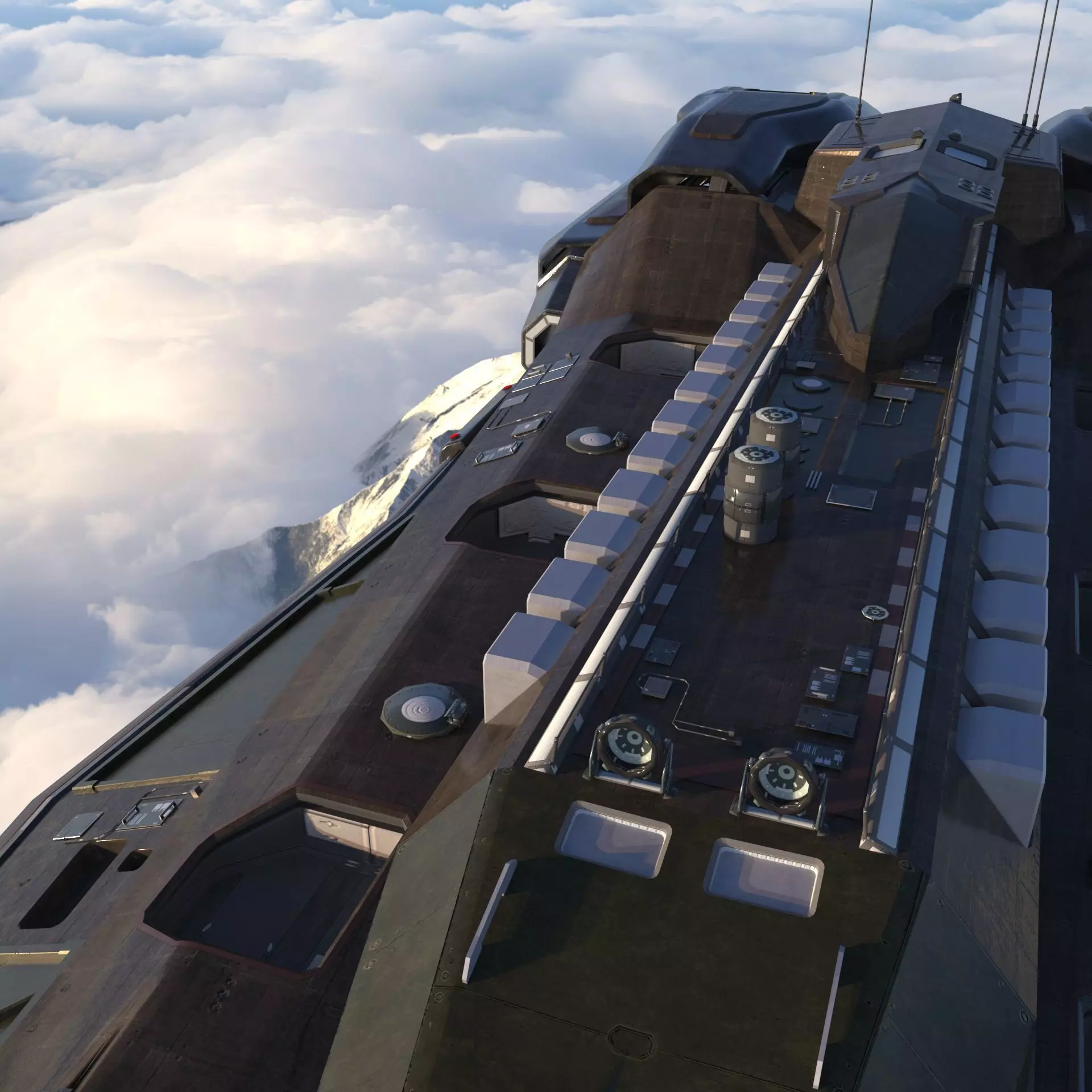 Sci-Fi Spaceship Missile Boat - Low Poly PBR 3D Model Low-poly 3D model_5