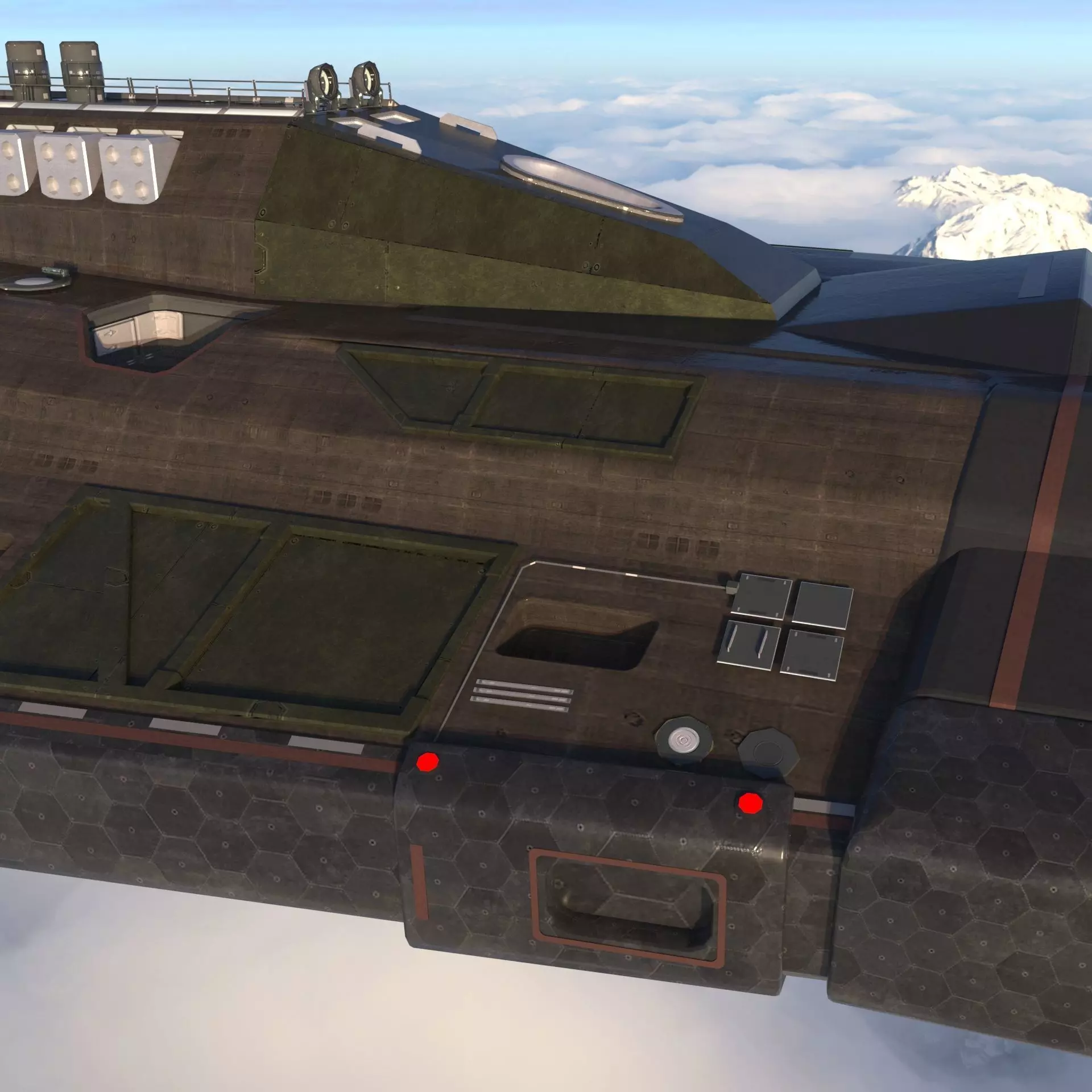 Sci-Fi Spaceship Missile Boat - Low Poly PBR 3D Model Low-poly 3D model_4