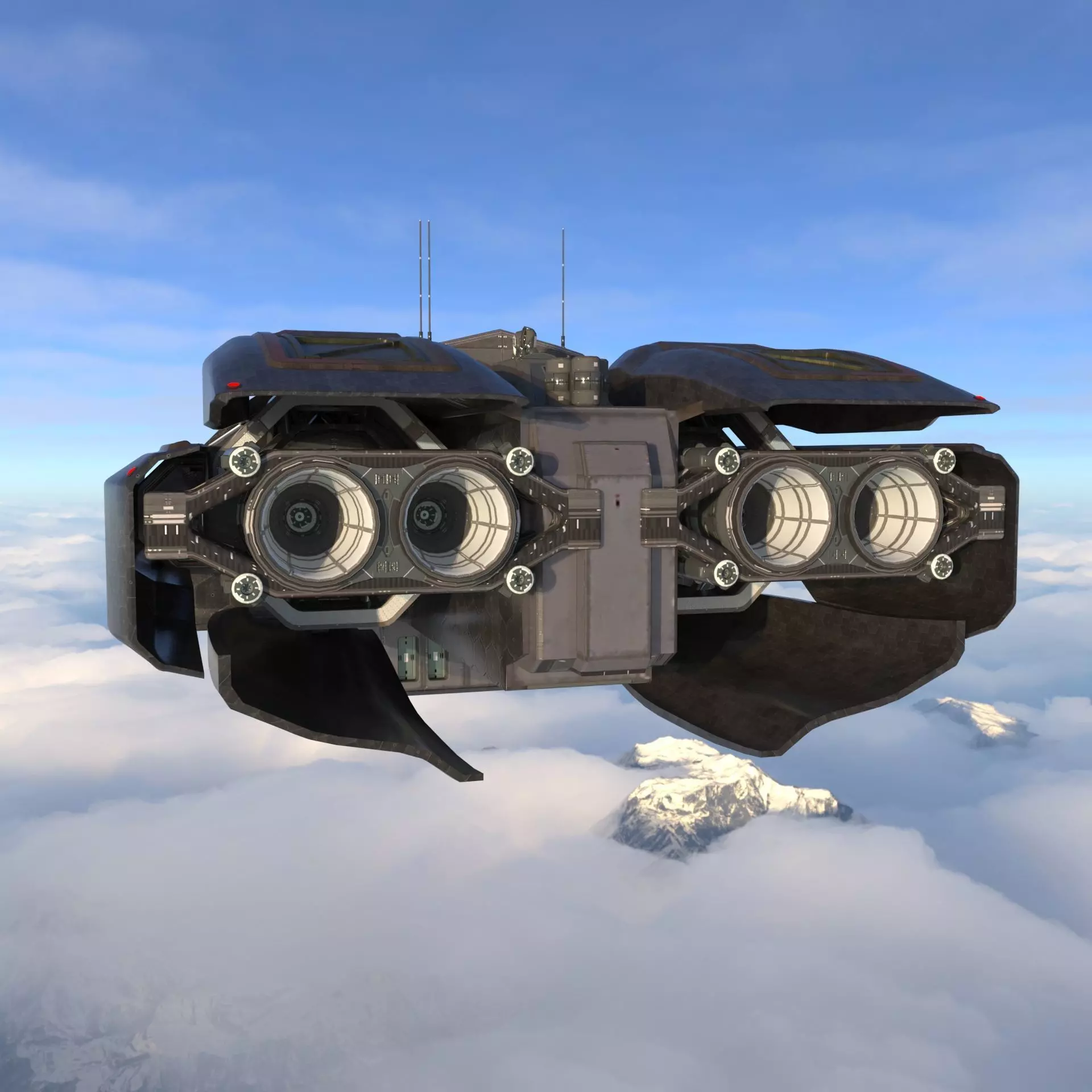 Sci-Fi Spaceship Missile Boat - Low Poly PBR 3D Model Low-poly 3D model_10