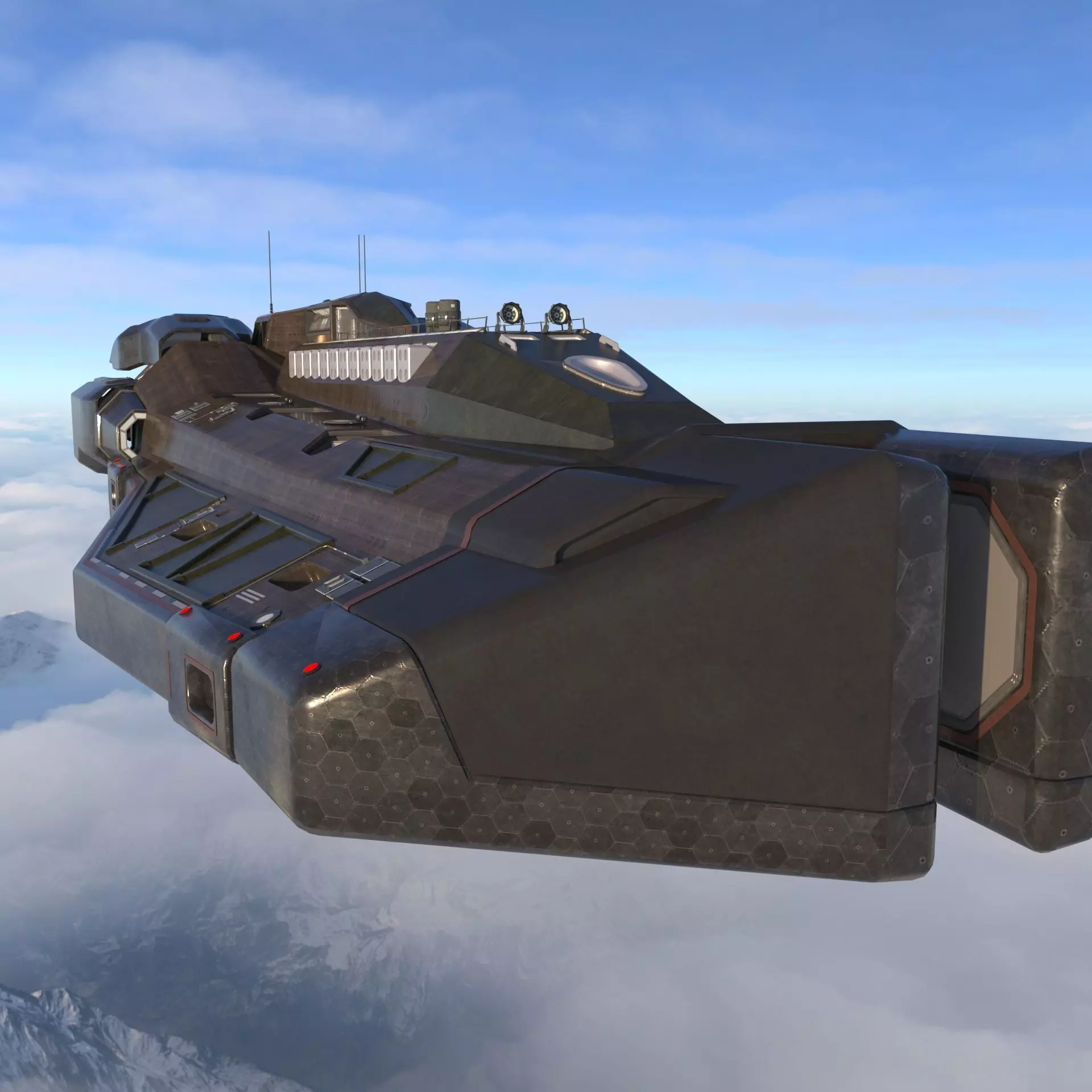 Sci-Fi Spaceship Missile Boat - Low Poly PBR 3D Model Low-poly 3D model_3