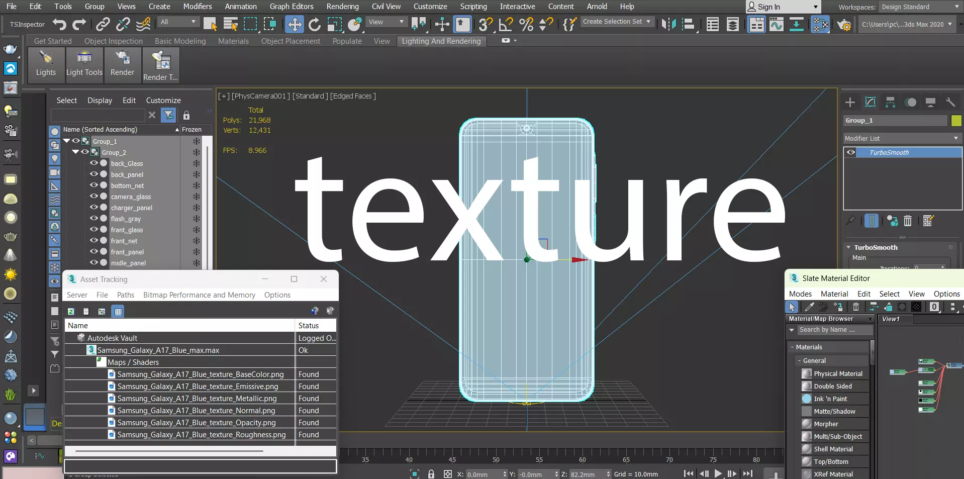 Samsung Galaxy A17 Blue Low-poly 3D model_13