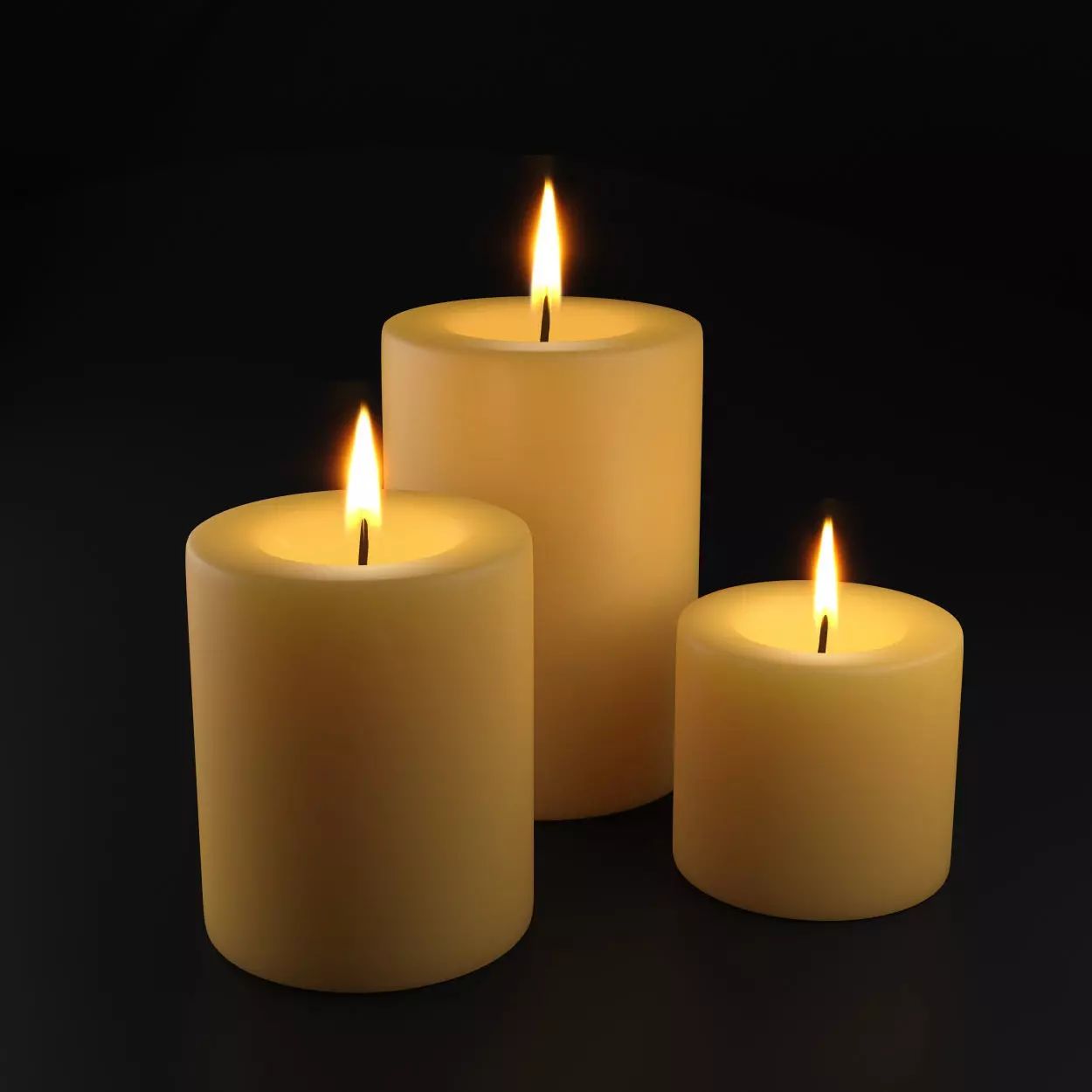 Festive Burning Pillar Candles Low-poly 3D model_0