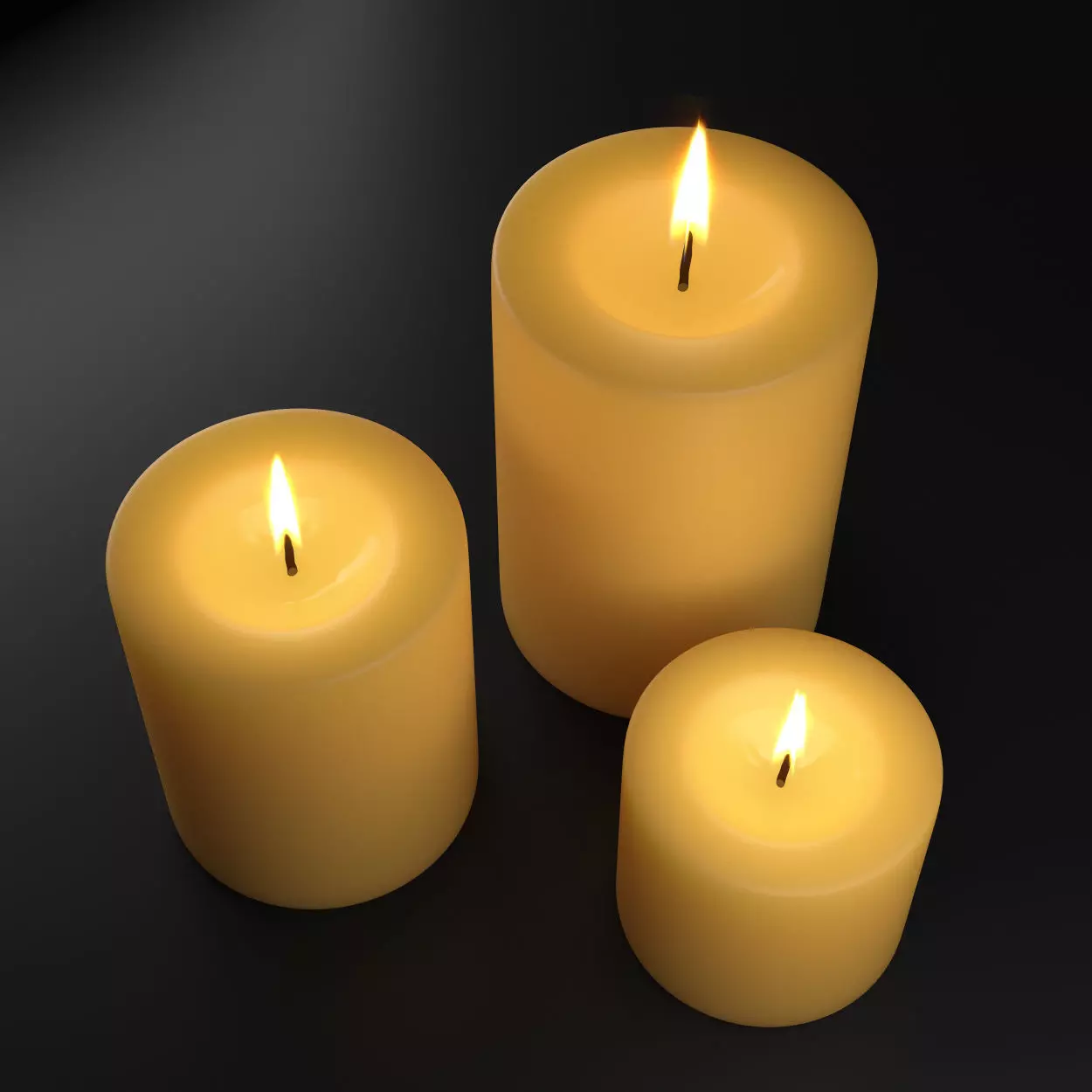 Festive Burning Pillar Candles Low-poly 3D model_1