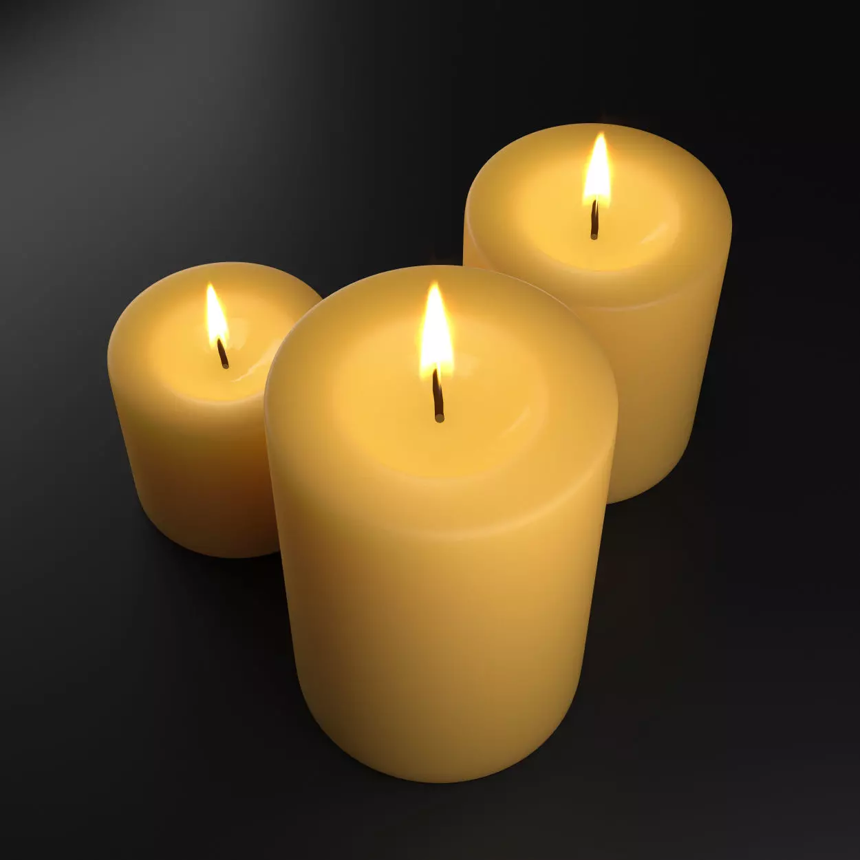 Festive Burning Pillar Candles Low-poly 3D model_2
