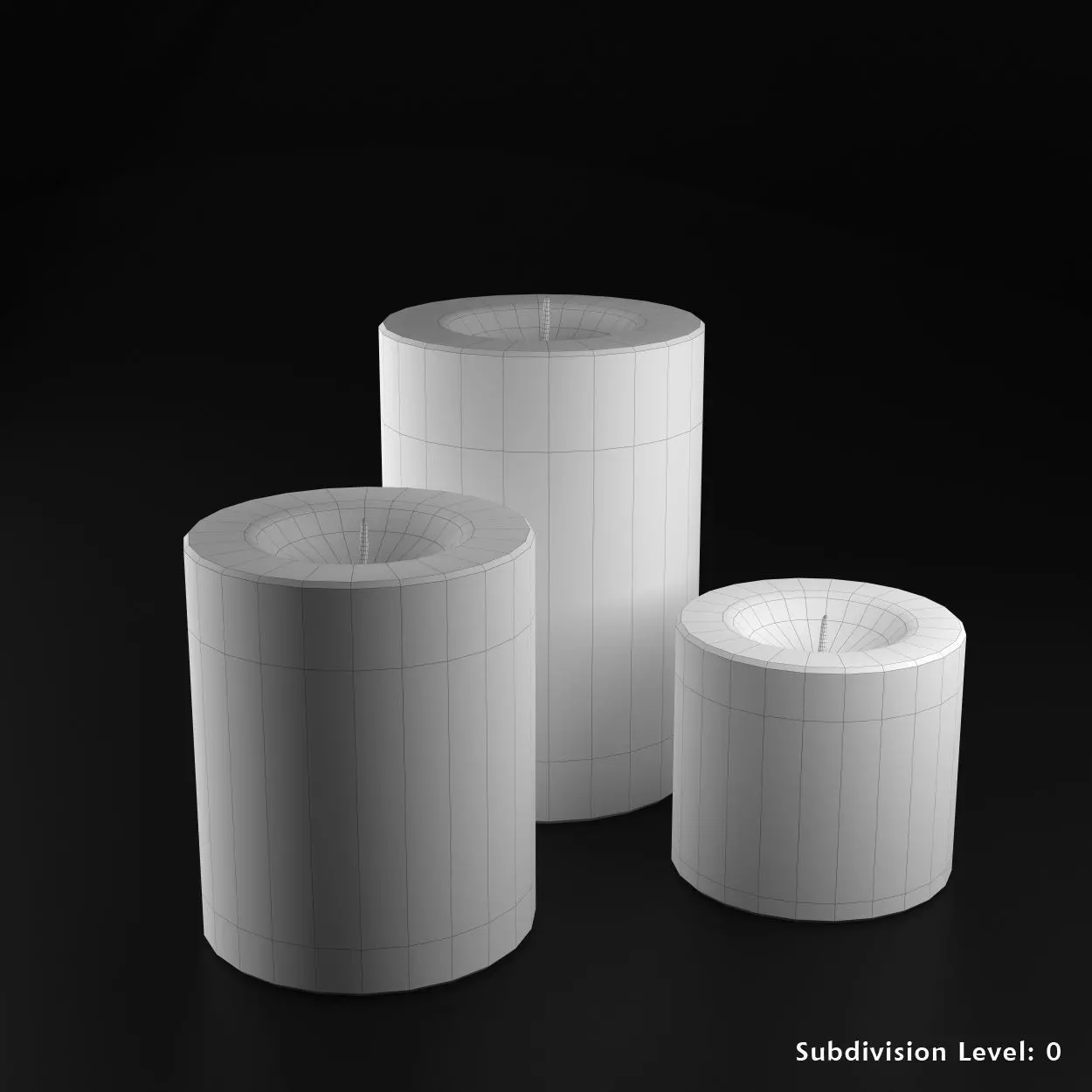 Festive Burning Pillar Candles Low-poly 3D model_5