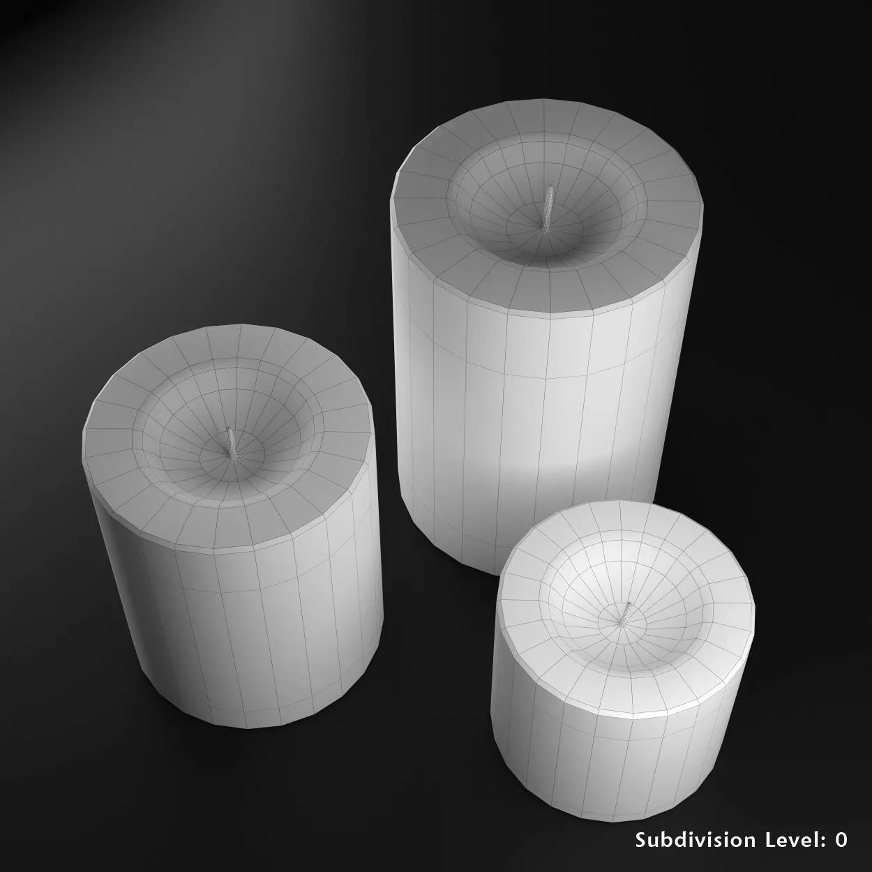 Festive Burning Pillar Candles Low-poly 3D model_4