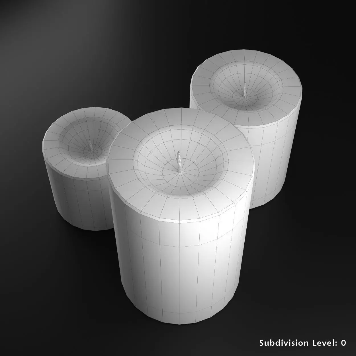 Festive Burning Pillar Candles Low-poly 3D model_6