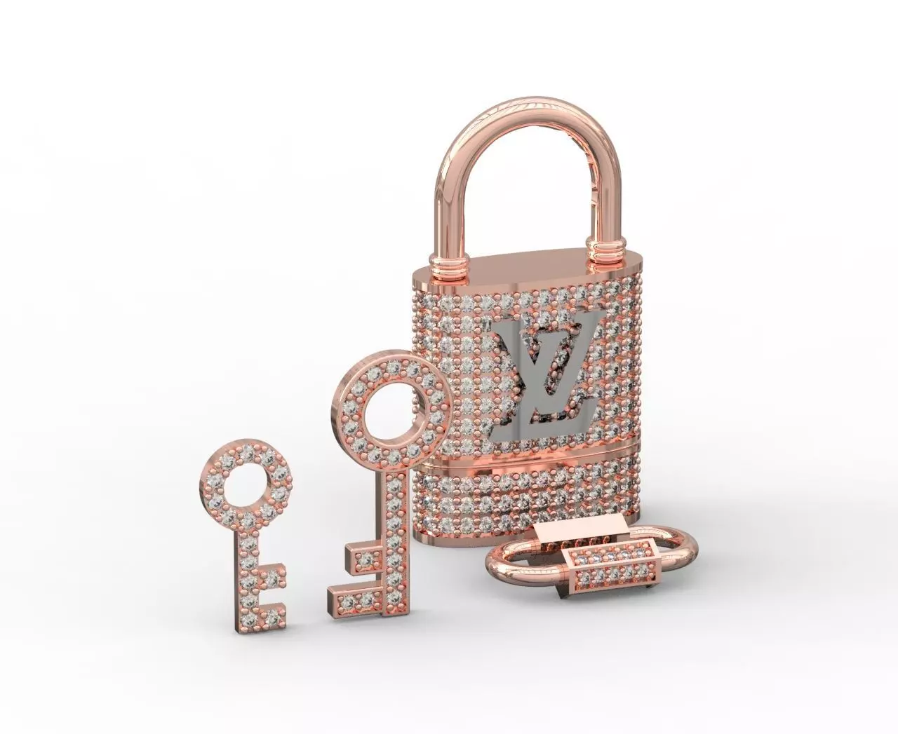 louis vouittion kilit kolye zincir 3D print model