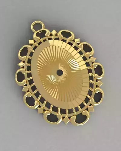 Vintage Victorian Ornate Oval Pendant STL