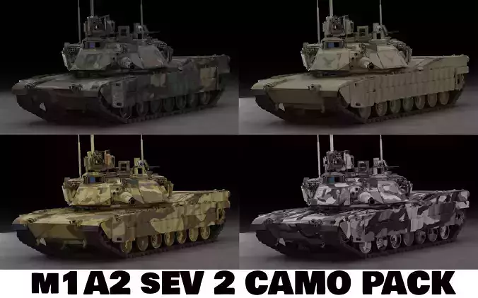 Tank M1A2 SEP 2 With Camouflage Pack 3D Model 3D model