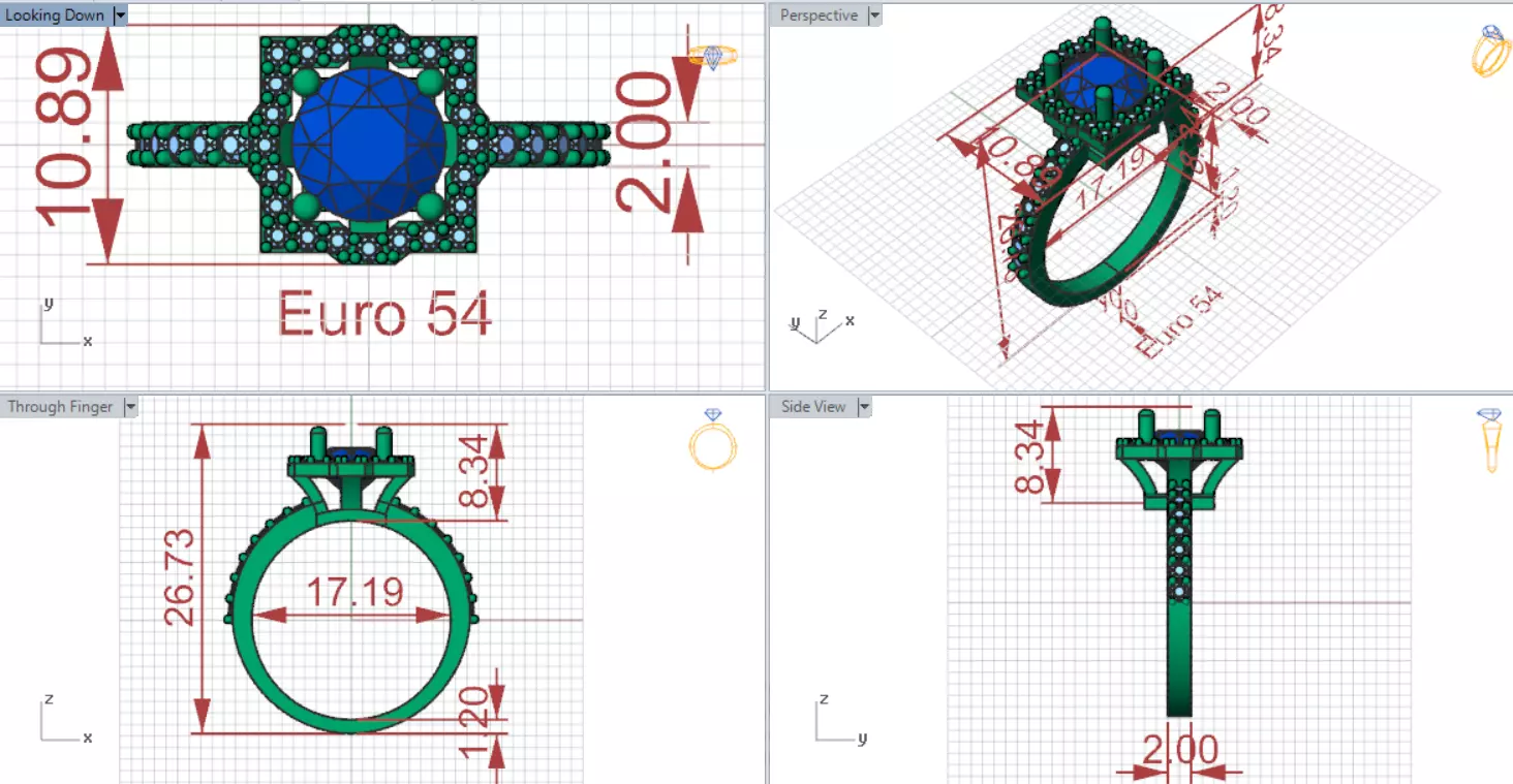 Luxury Yellow Gold Engagement Ring with Square Halo Model sr0091 3D print model_19