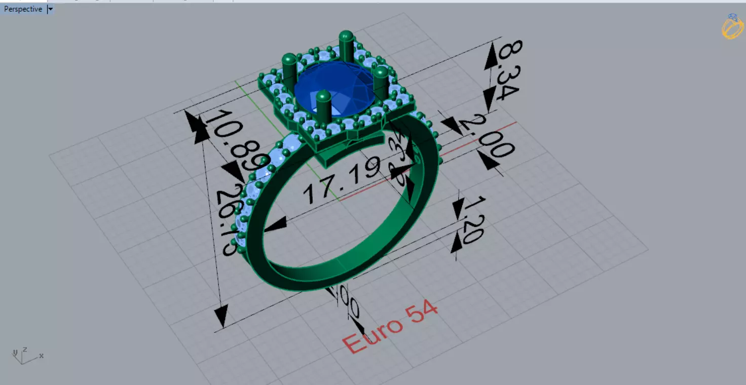 Luxury Yellow Gold Engagement Ring with Square Halo Model sr0091 3D print model_10