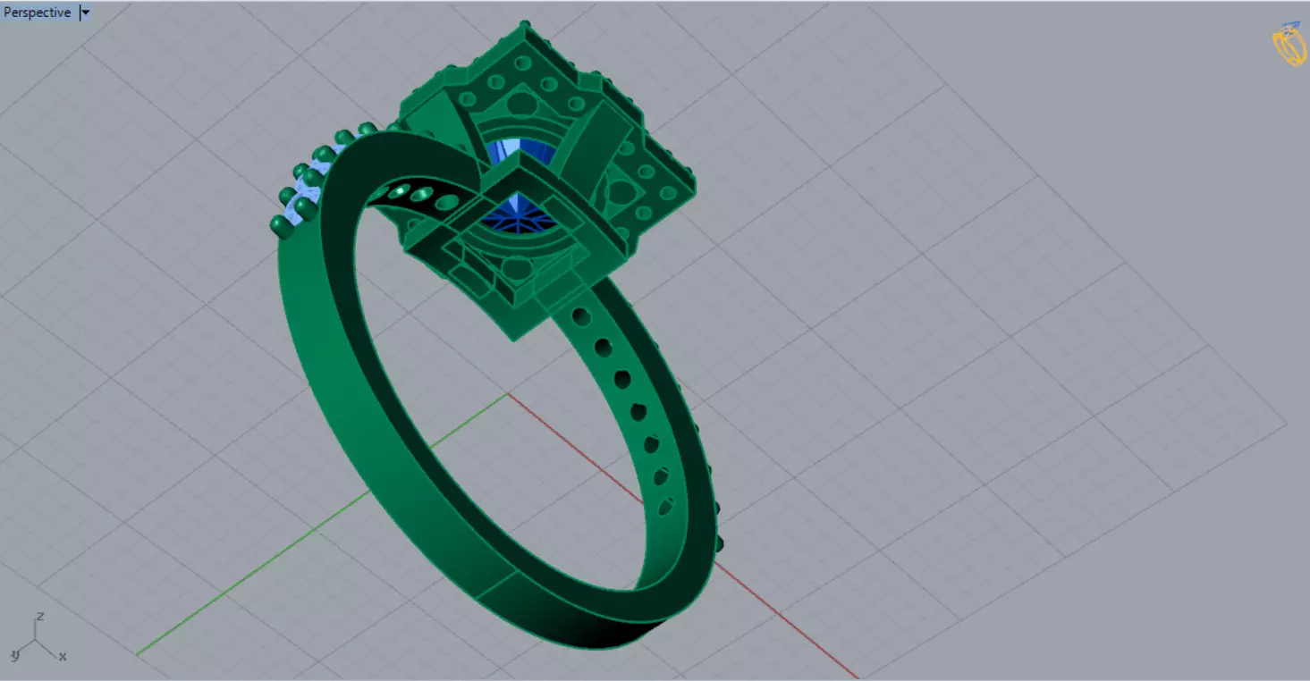 Luxury Yellow Gold Engagement Ring with Square Halo Model sr0091 3D print model_9