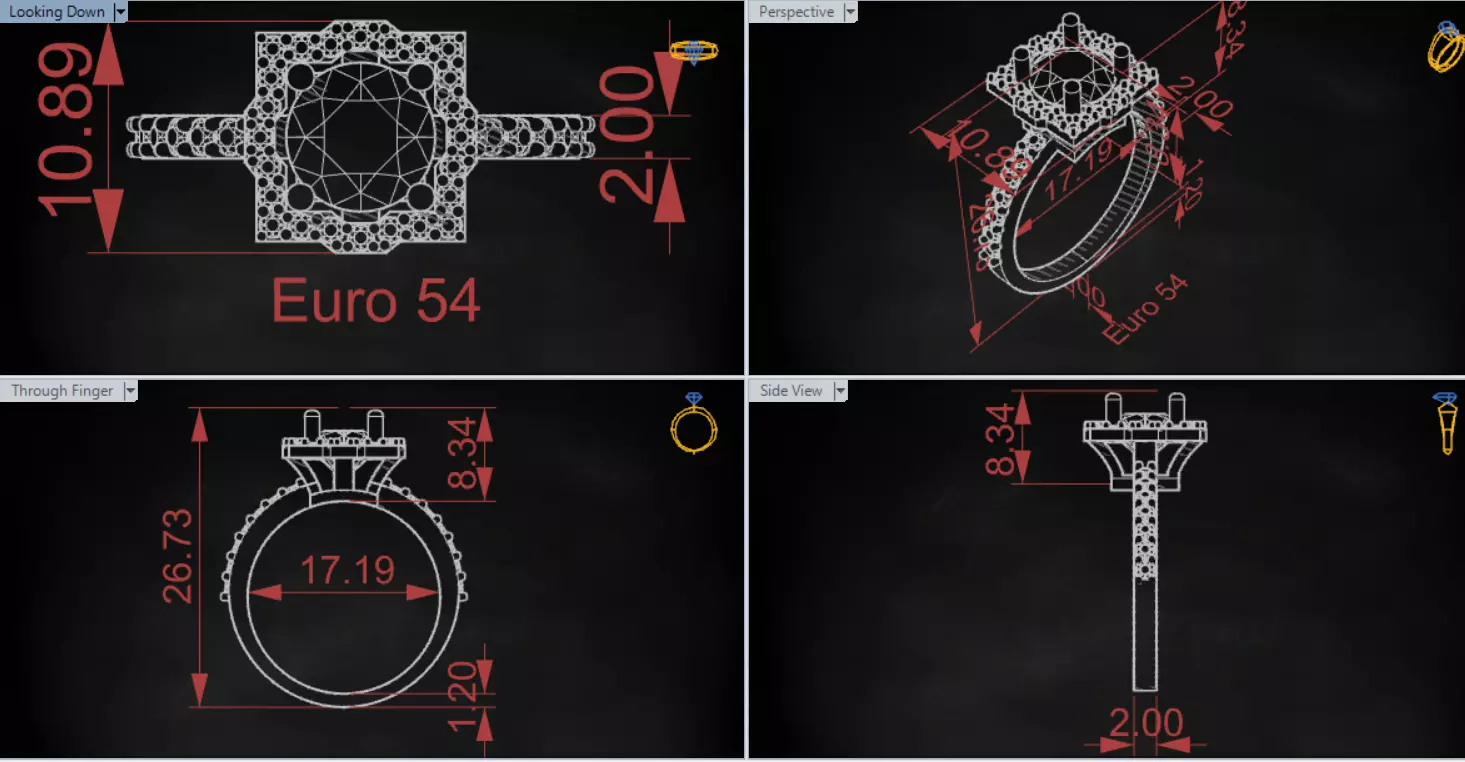 Luxury Yellow Gold Engagement Ring with Square Halo Model sr0091 3D print model_20