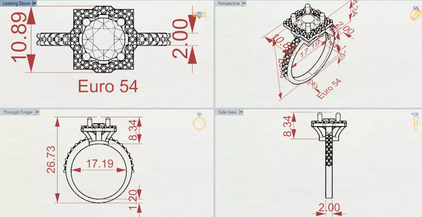 Luxury Yellow Gold Engagement Ring with Square Halo Model sr0091 3D print model_21