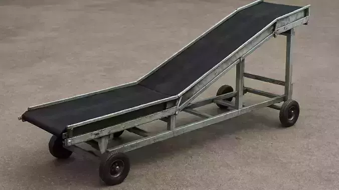 Mobile Conveyor Belt 3D Model Industrial Material Handling Low-poly 3D model