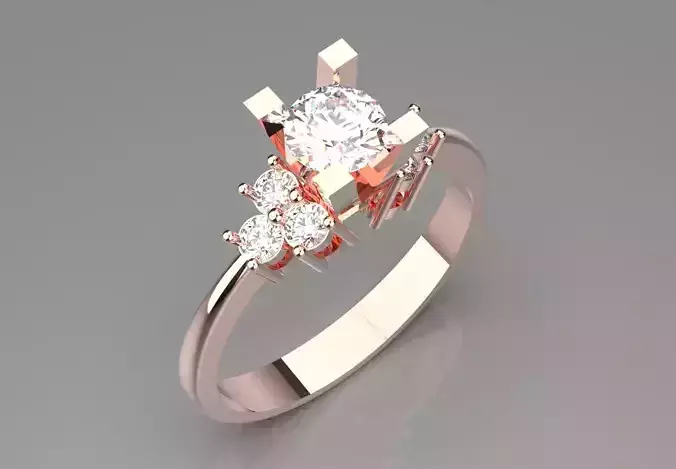 Rose Gold Luxury Engagement Ring with Diamonds Model sr0092 3D print model
