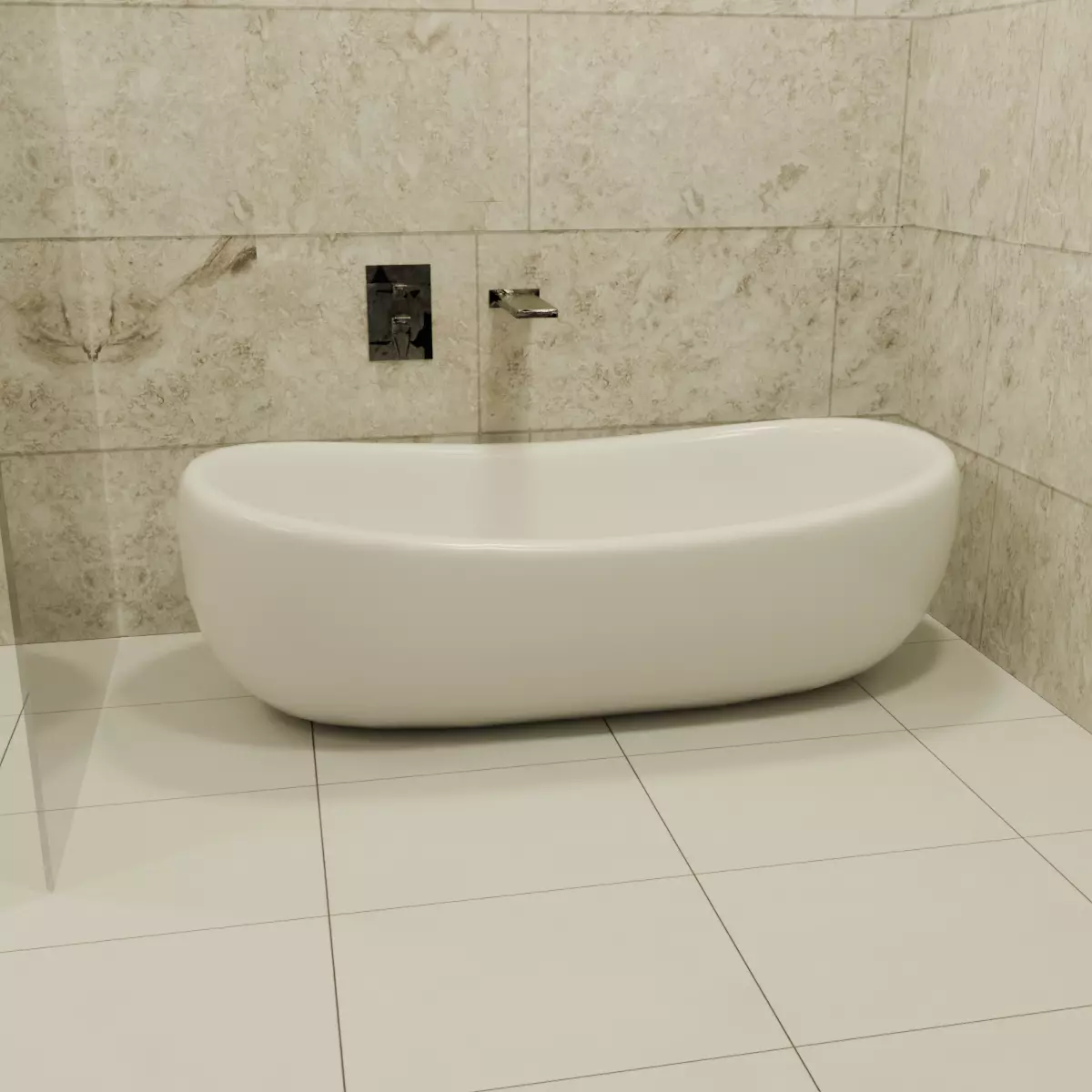 Low Poly High Detail Bathroom Tub 3D Model for Games and Renders Low-poly 3D model_4