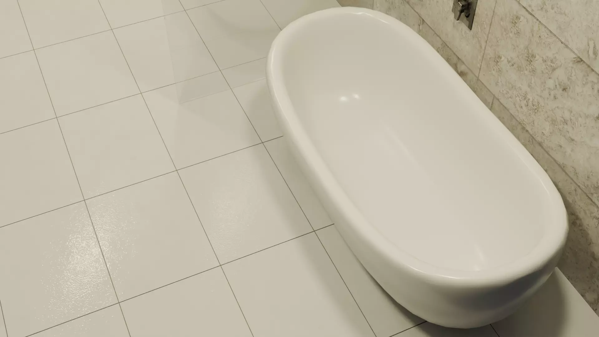 Low Poly High Detail Bathroom Tub 3D Model for Games and Renders Low-poly 3D model_6