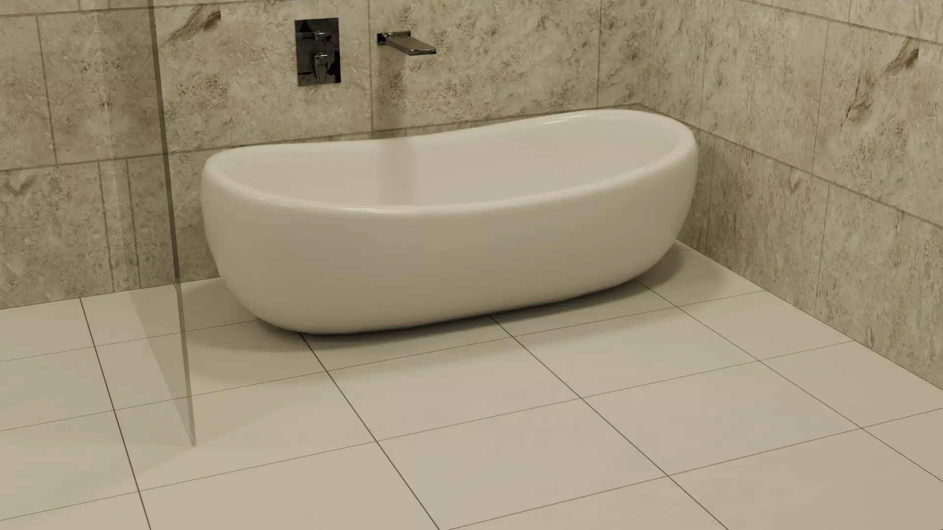 Low Poly High Detail Bathroom Tub 3D Model for Games and Renders Low-poly 3D model_2