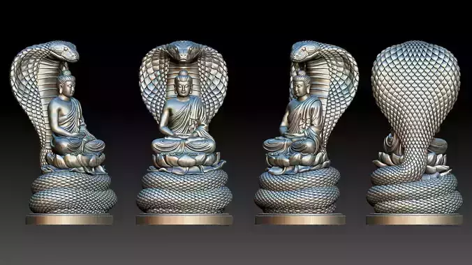 Buddha and snake 3D print model