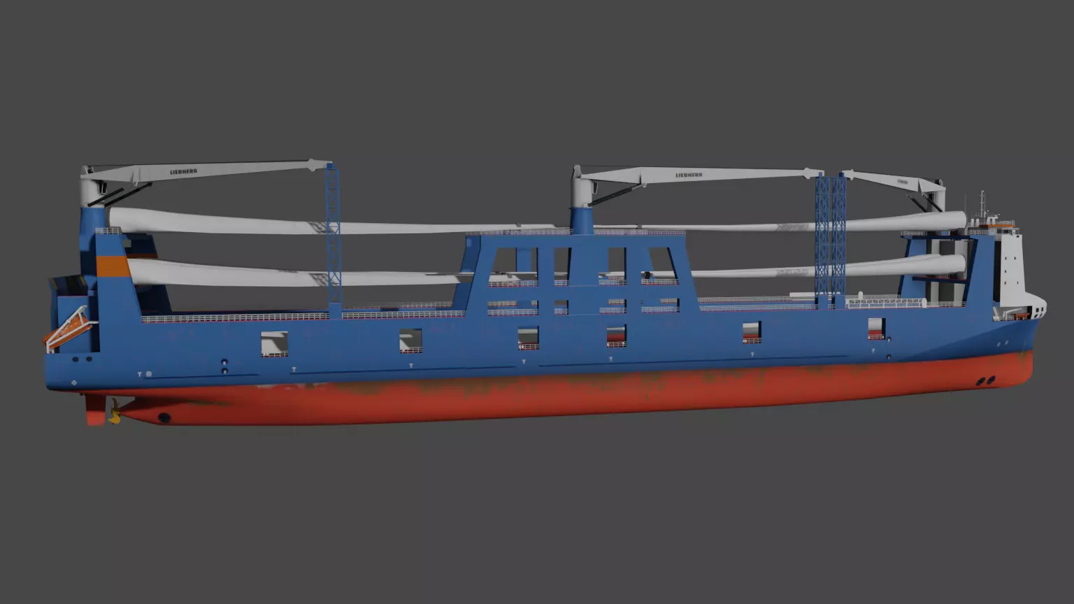 Wind turbine components transportation ship Low-poly 3D model_9