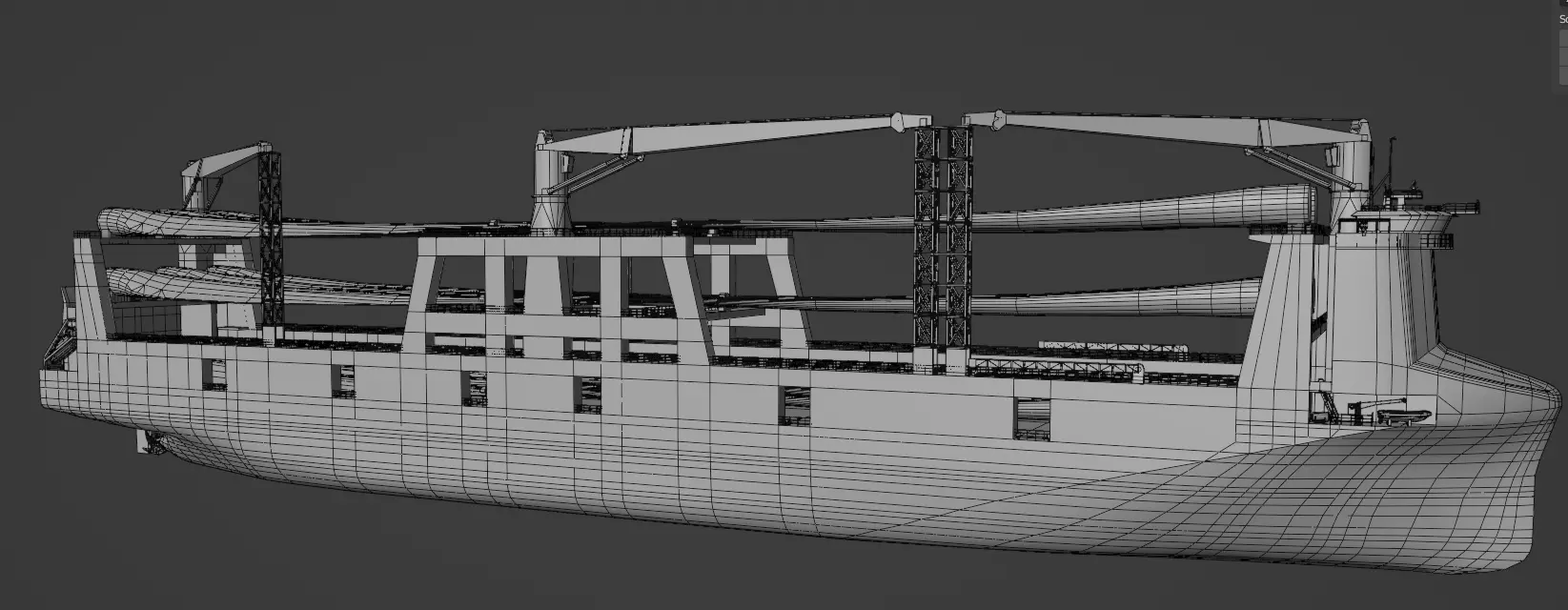 Wind turbine components transportation ship Low-poly 3D model_4