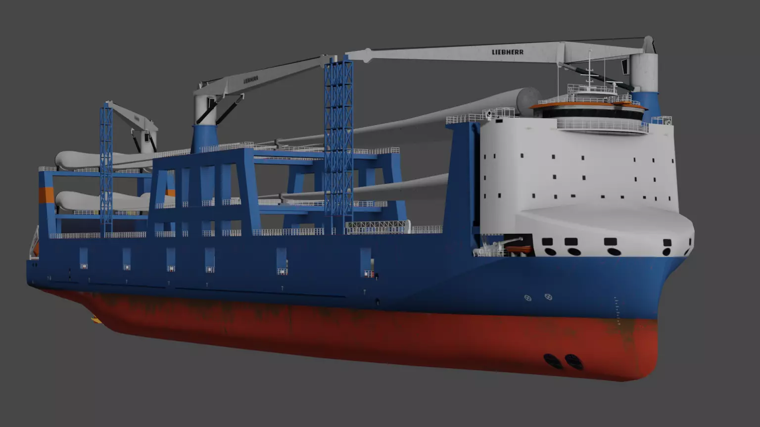 Wind turbine components transportation ship Low-poly 3D model_12