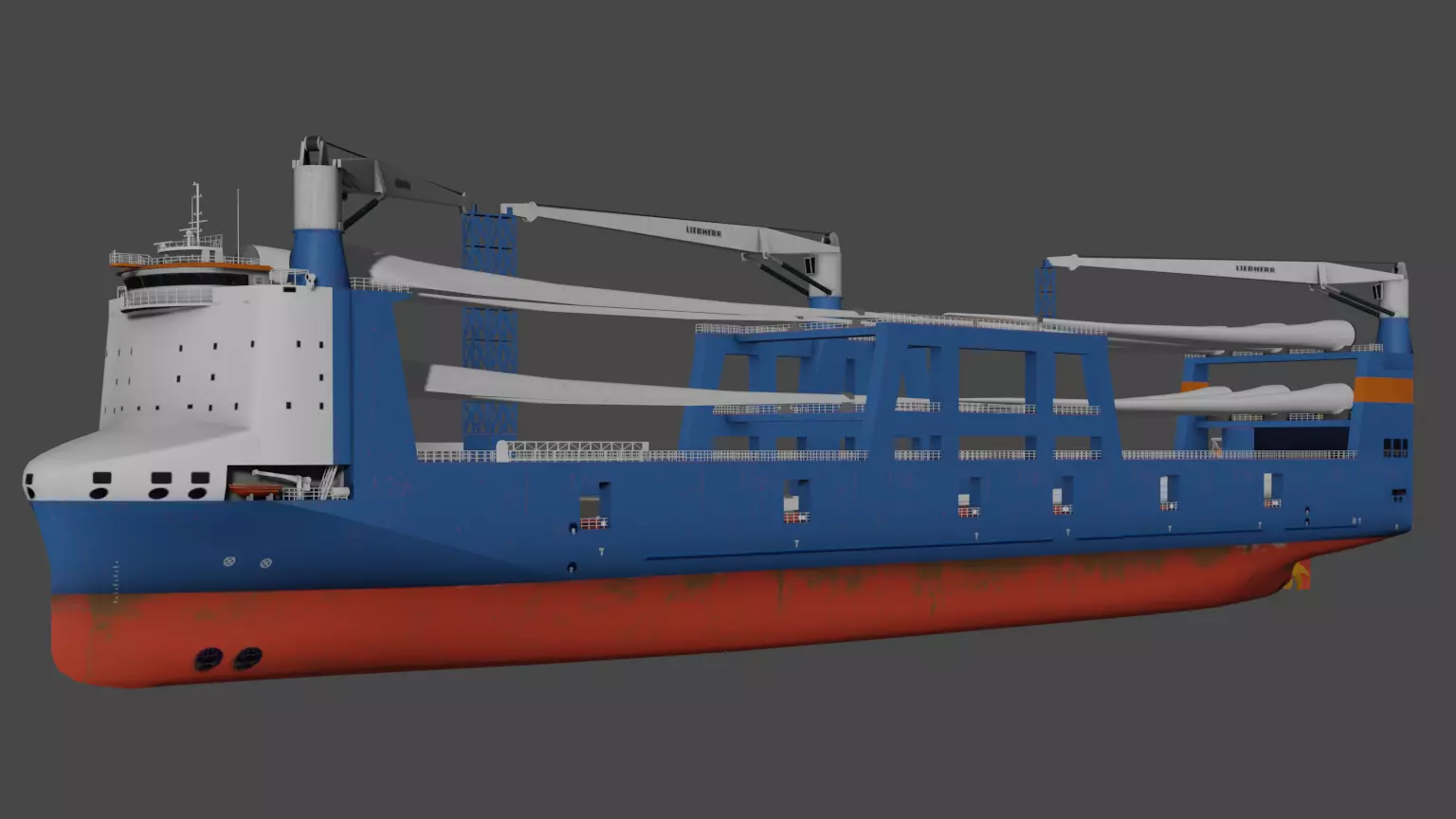 Wind turbine components transportation ship Low-poly 3D model_1
