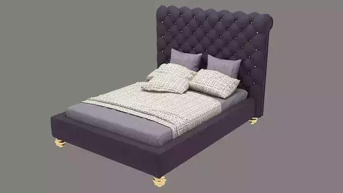 Upholstered Bed frame Chantal  with  Mattress  Queen size 