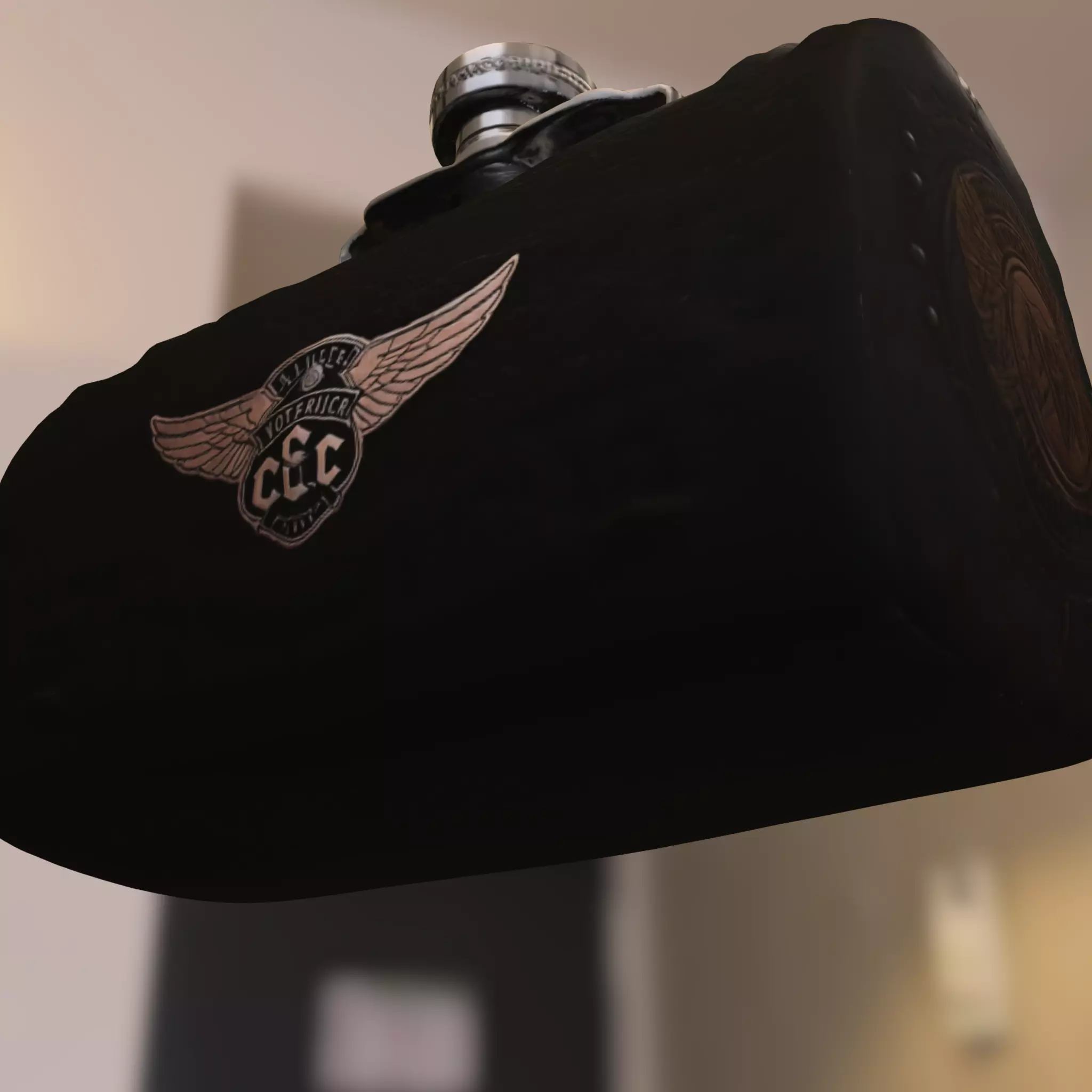 Leather and Metal Flask Low-poly 3D model_2