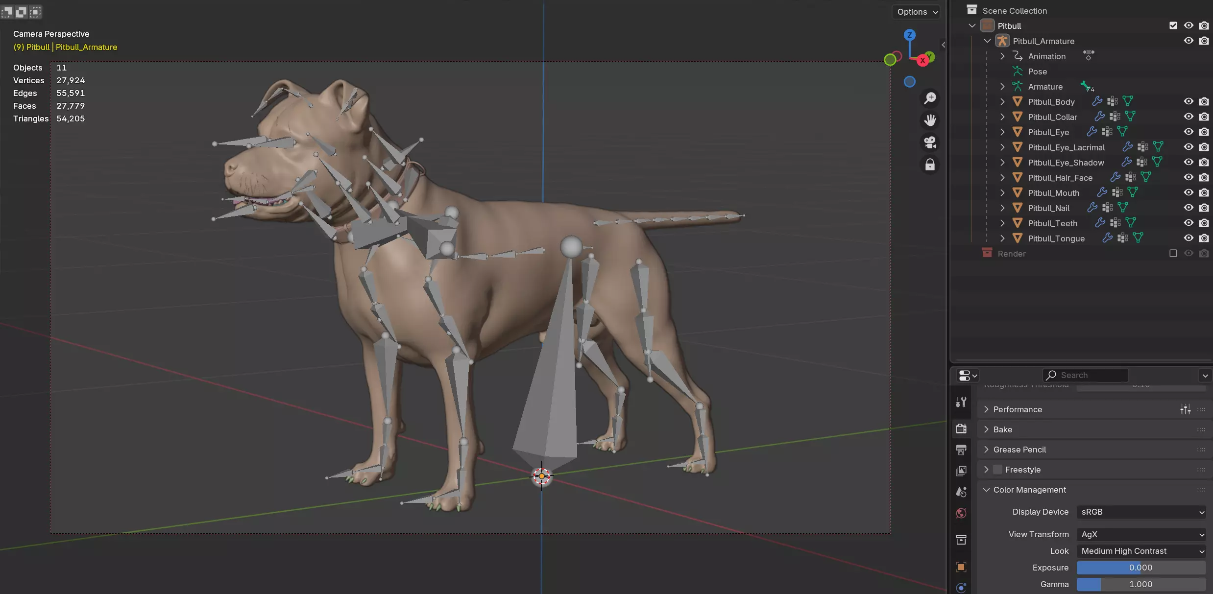 Pitbull Low-poly 3D model_9