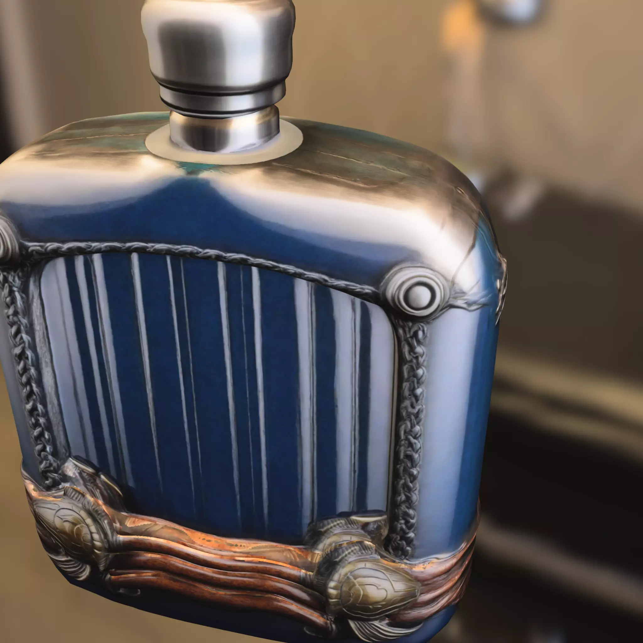 Decorative Blue Flask Low-poly 3D model_3