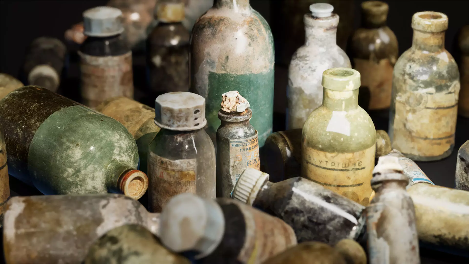 Old Medical Bottles Collection Low-poly 3D model_6