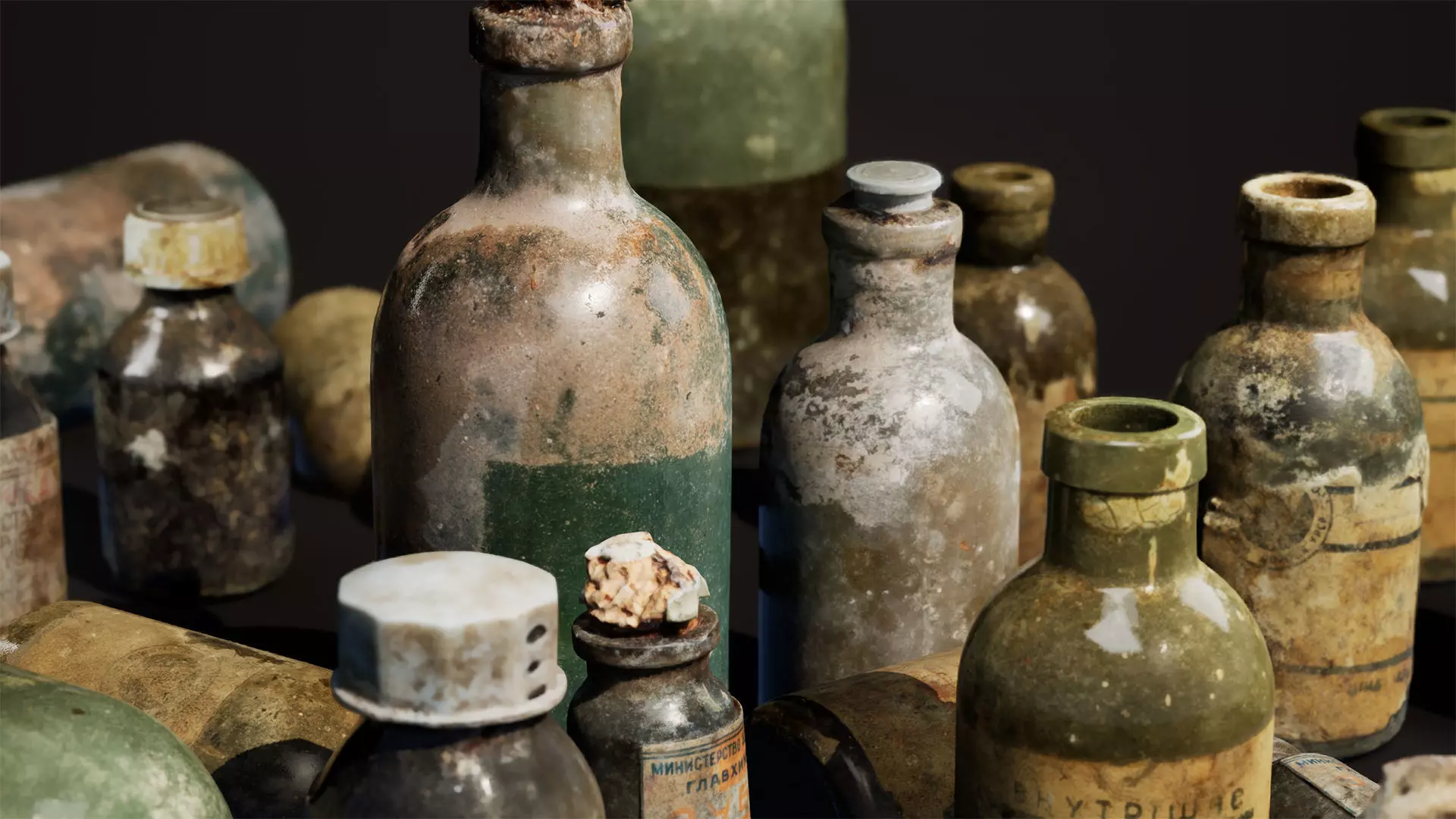 Old Medical Bottles Collection Low-poly 3D model_4