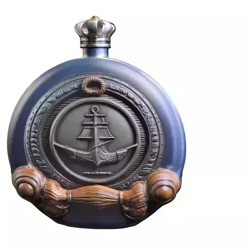 Nautical Ship Emblem Flask