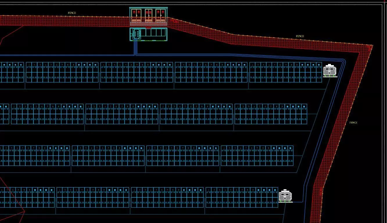 1MW AC- SOLAR PLANT Autocad Static Project 3D model_3