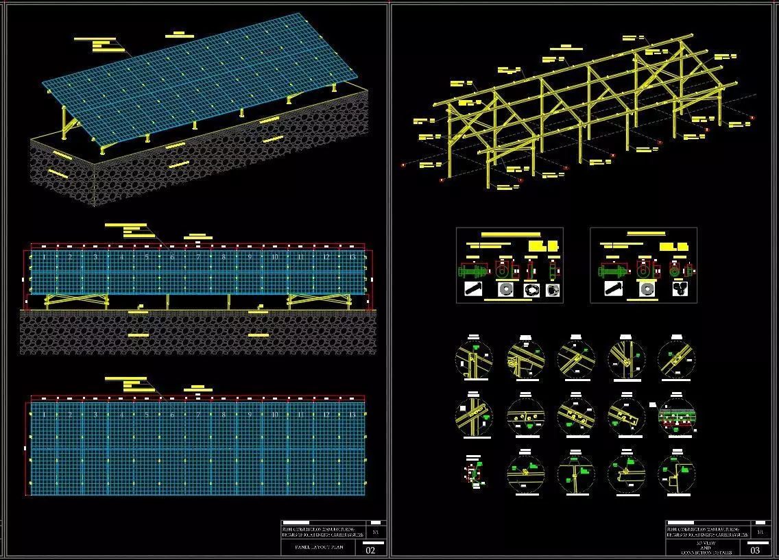 1MW AC- SOLAR PLANT Autocad Static Project 3D model_0